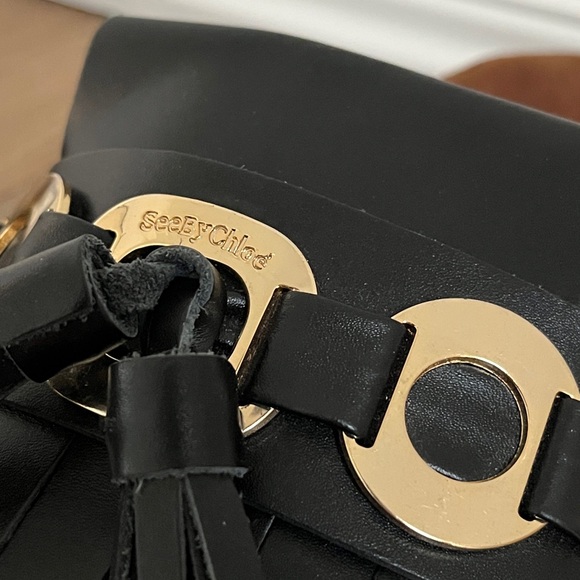 See by Chloé Black Lyvi Mules. Calfskin Leather See by Chloe Slip On Sandals. - Picture 11 of 16